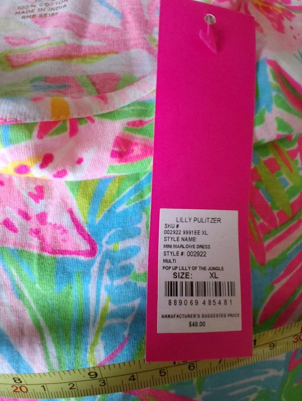 Lilly Pulitzer Mini Marlowe Dress "Pop Up Lilly Of The Jungle" XL (12-14) NWT - Picture 3 of 8